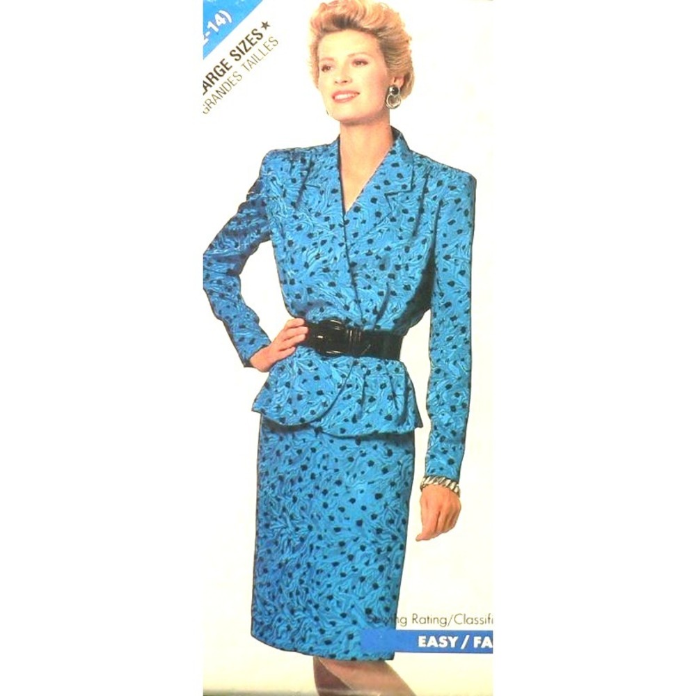 Vintage Butterick See‎ & Sew Pattern 6514 1980s Top Skirt Sizes 6 8 10 12 14 Cut